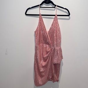 Pink sparkly spaghetti strap dress. Size small. Worn once.